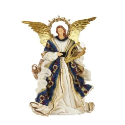 Raz 15.5" Jewel Tone Angel With Harp Christmas Decoration 4110659