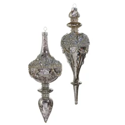 Raz 9.5" Jeweled Mercury Finial Glass Christmas Ornament 4422853