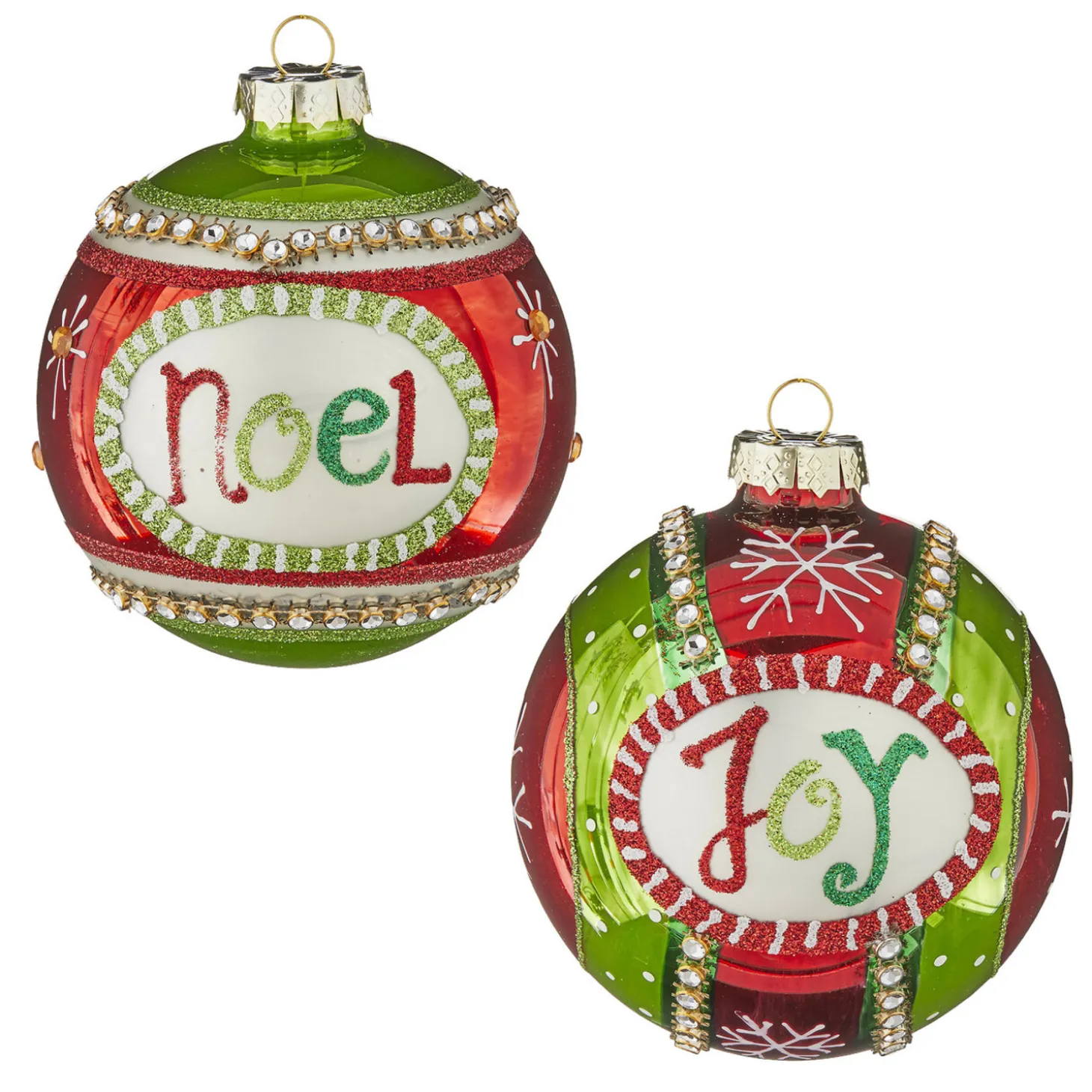 Raz 4" Joy Or Noel Glass Ball Christmas Ornament 4112513