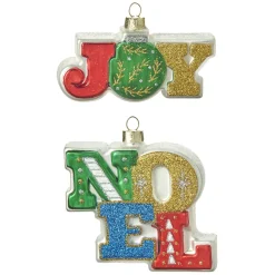 Raz 4" Joy Or Noel Glass Christmas Ornament 4152904