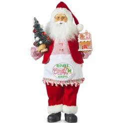 Raz 18" Kringle Candy Co Santa With Apron And Gingerbread House Christmas Figure 4315629