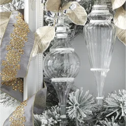 Raz 15.5" Large Clear Finial With Glitter Glass Christmas Ornament 4224530