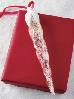 Raz 12.5" Large Frosted Icicle Glass Christmas Ornament 4124570