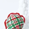 Raz 6" Large Green And Red Plaid Ball Glass Christmas Ornament 4224539