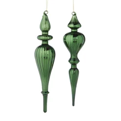 Raz 11.75" Large Green Finial Glass Christmas Ornament 4222831