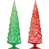 Raz 18" Large Iridescent Red Or Green Glass Tree Christmas Decoration