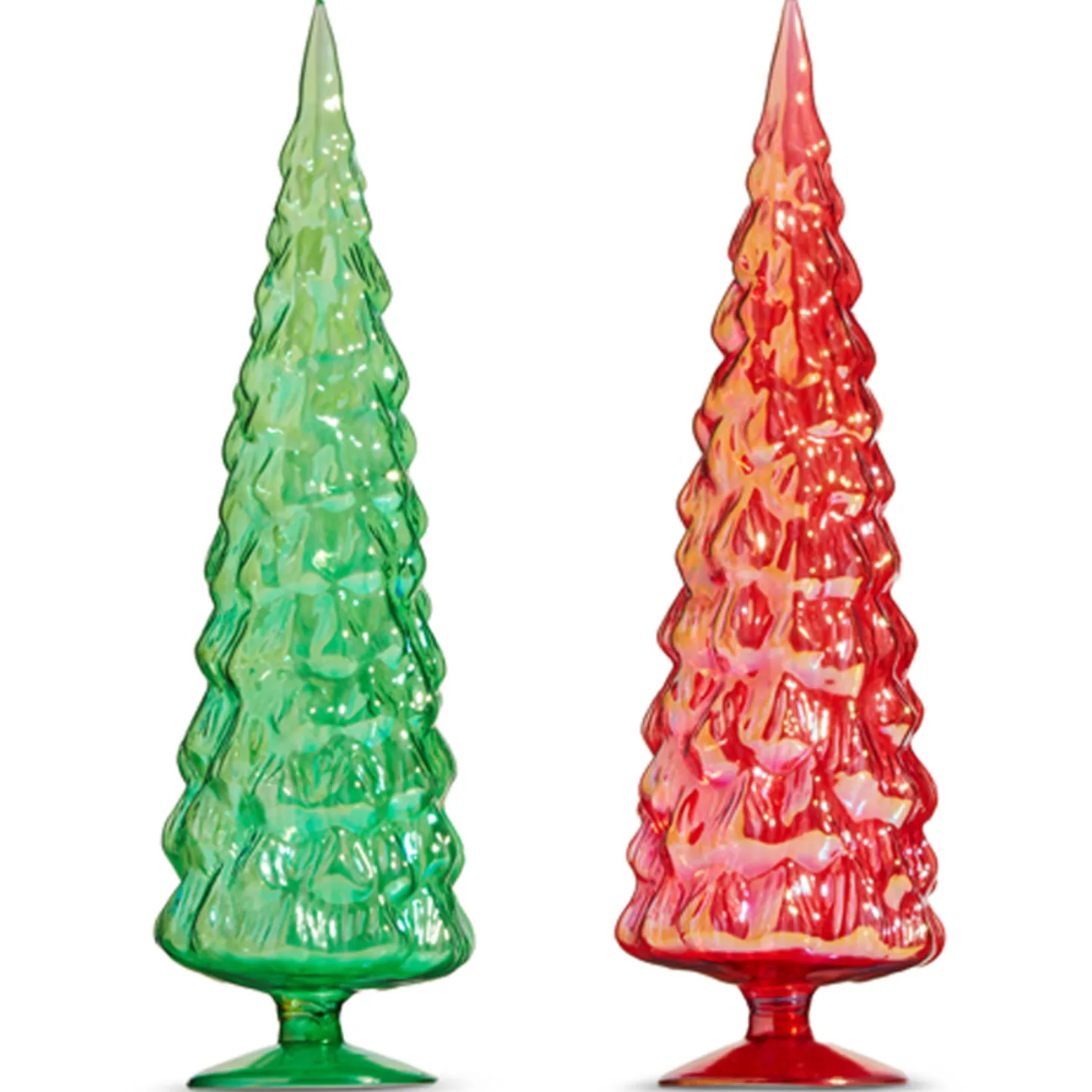 Raz 18" Large Iridescent Red Or Green Glass Tree Christmas Decoration