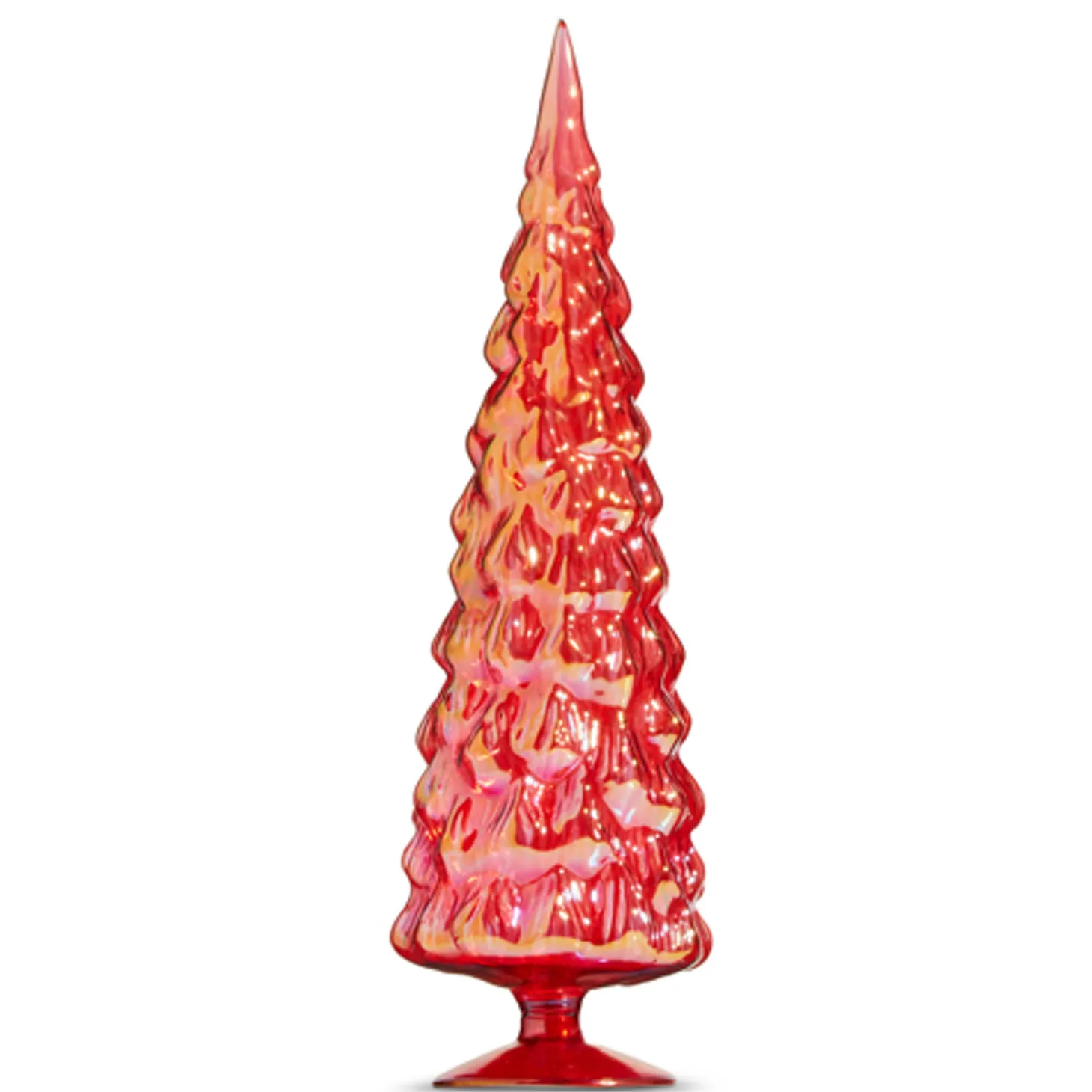 Raz 18" Large Iridescent Red Or Green Glass Tree Christmas Decoration