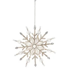 Raz 7.5" Large Jeweled Silver Snowflake Christmas Ornament 4403602