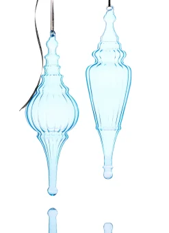 Raz 15.5" Large Light Blue Finial Glass Christmas Ornament 4324620