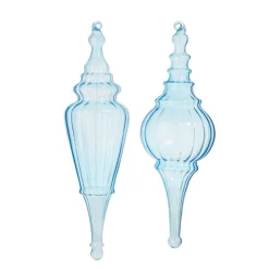 Raz 15.5" Large Light Blue Finial Glass Christmas Ornament 4324620