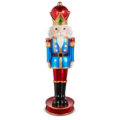 Raz 35.5" Large Lighted Blue And Red Nutcracker Christmas Figure 4401661