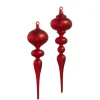 Raz 13" Large Matte Red Glass Finial Christmas Ornament Set Of 2 4424681