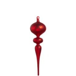 Raz 13" Large Matte Red Glass Finial Christmas Ornament Set Of 2 4424681
