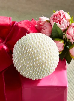 Raz 5" Large Pearl Ball Christmas Ornament 4302379