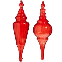 Raz 15.5" Large Red Finial Glass Christmas Ornament 4324500