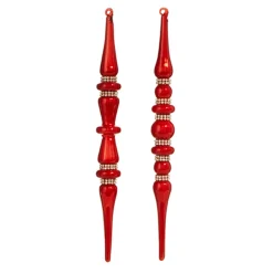 Raz 12" Large Red Jeweled Glass Finial Christmas Ornament 4324533