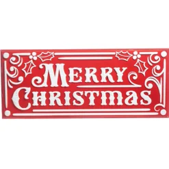 Raz 27.75" Large Red Merry Christmas Embossed Metal Christmas Sign 4359006
