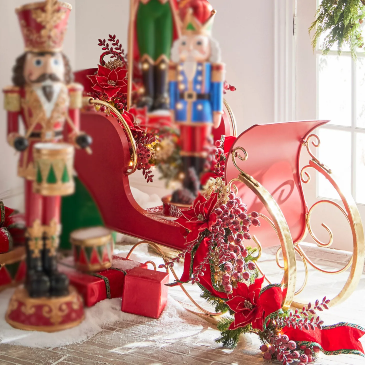 Raz 55.5" Large Red Metal Sleigh Christmas Decoration 4417061