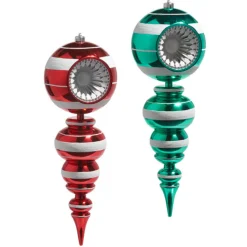 Raz 22" Large Red Or Green Reflector Finial Christmas Ornament