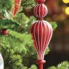 Raz 11.5" Large Red Ribbed Finial Glass Christmas Ornament 4222920