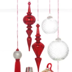 Raz 12" Large Red Textured Glass Final Christmas Ornament 4324537