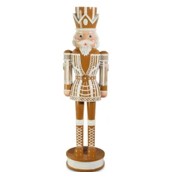 Raz 44" Large White And Brown Gingerbread Nutcracker Christmas Figure 4401601