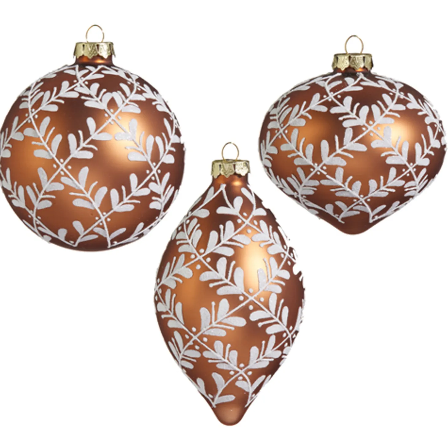 Raz 4" Leaf Pattern Brown Glass Christmas Ornament 4422870