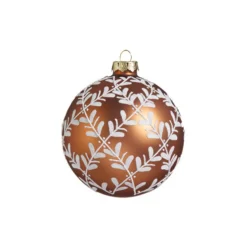 Raz 4" Leaf Pattern Brown Glass Christmas Ornament 4422870