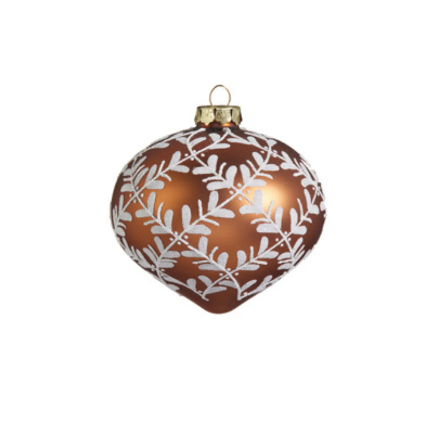 Raz 4" Leaf Pattern Brown Glass Christmas Ornament 4422870