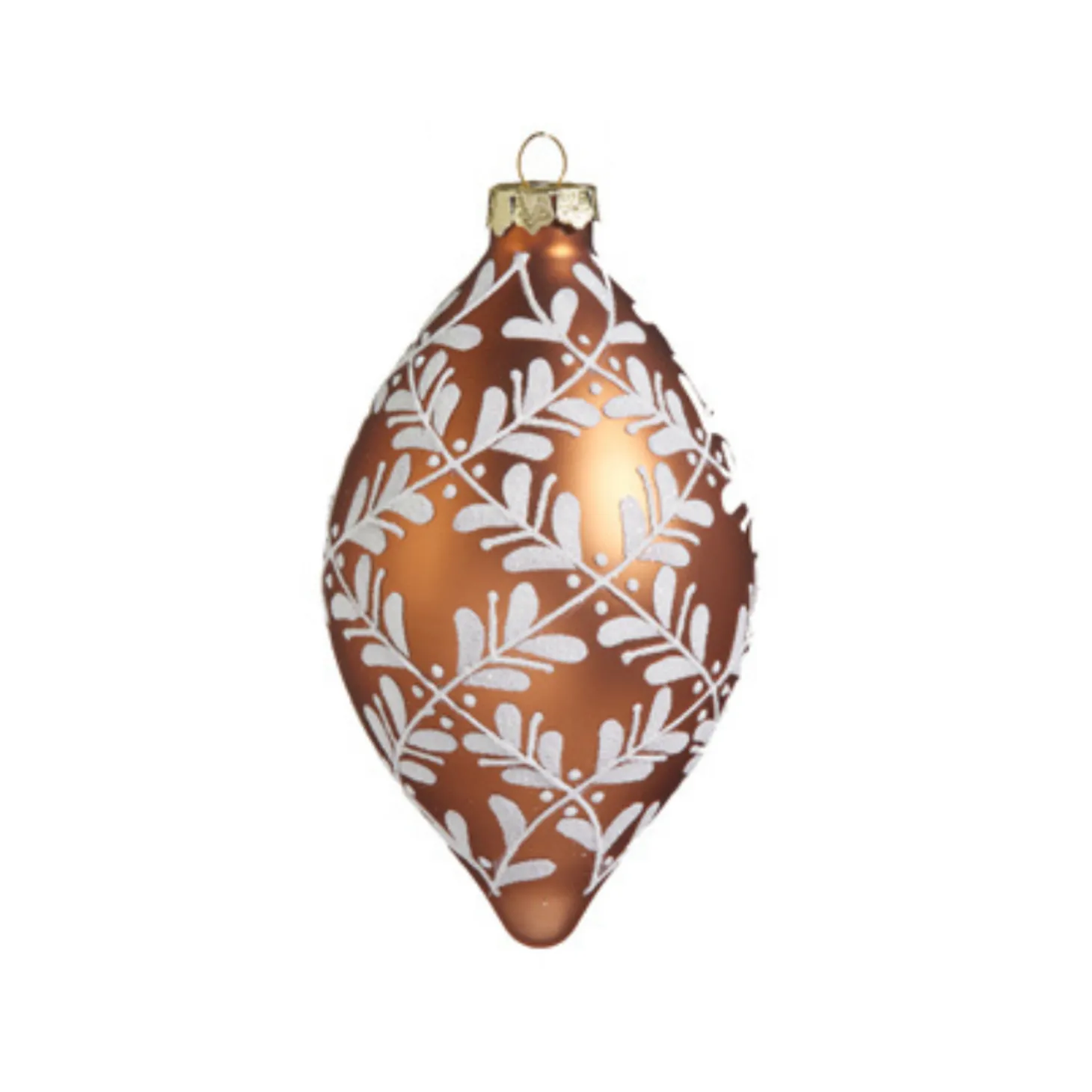 Raz 4" Leaf Pattern Brown Glass Christmas Ornament 4422870