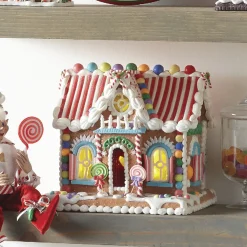 Raz 11" LED Lighted Rainbow Candy Christmas Gingerbread House 4019083