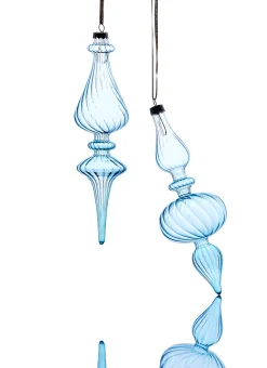 Raz 9.5" Light Blue Blown Glass Finial Christmas Ornament 4322925