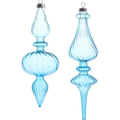 Raz 9.5" Light Blue Blown Glass Finial Christmas Ornament 4322925