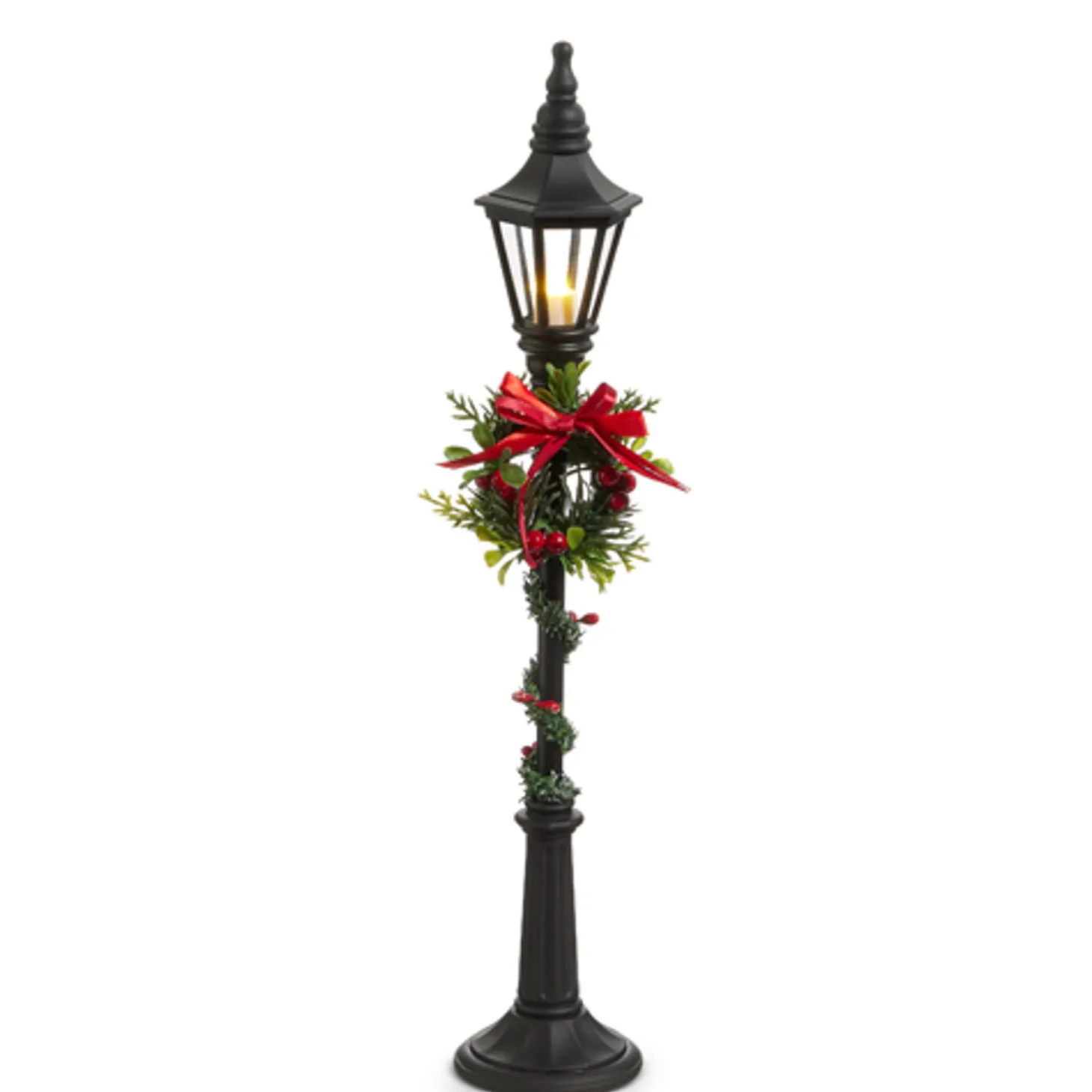 Raz 18.5" Lighted Black Lamp Post Christmas Decoration 4412531