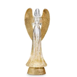 Raz 13.25" Lighted Christmas Angel With Gold Swirling Glitter Water Globe 4419287