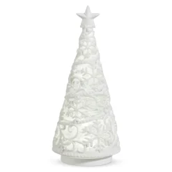 Raz 11" Lighted Flurry Swirling Glitter Christmas Water Globe White Tree Figure 4419278