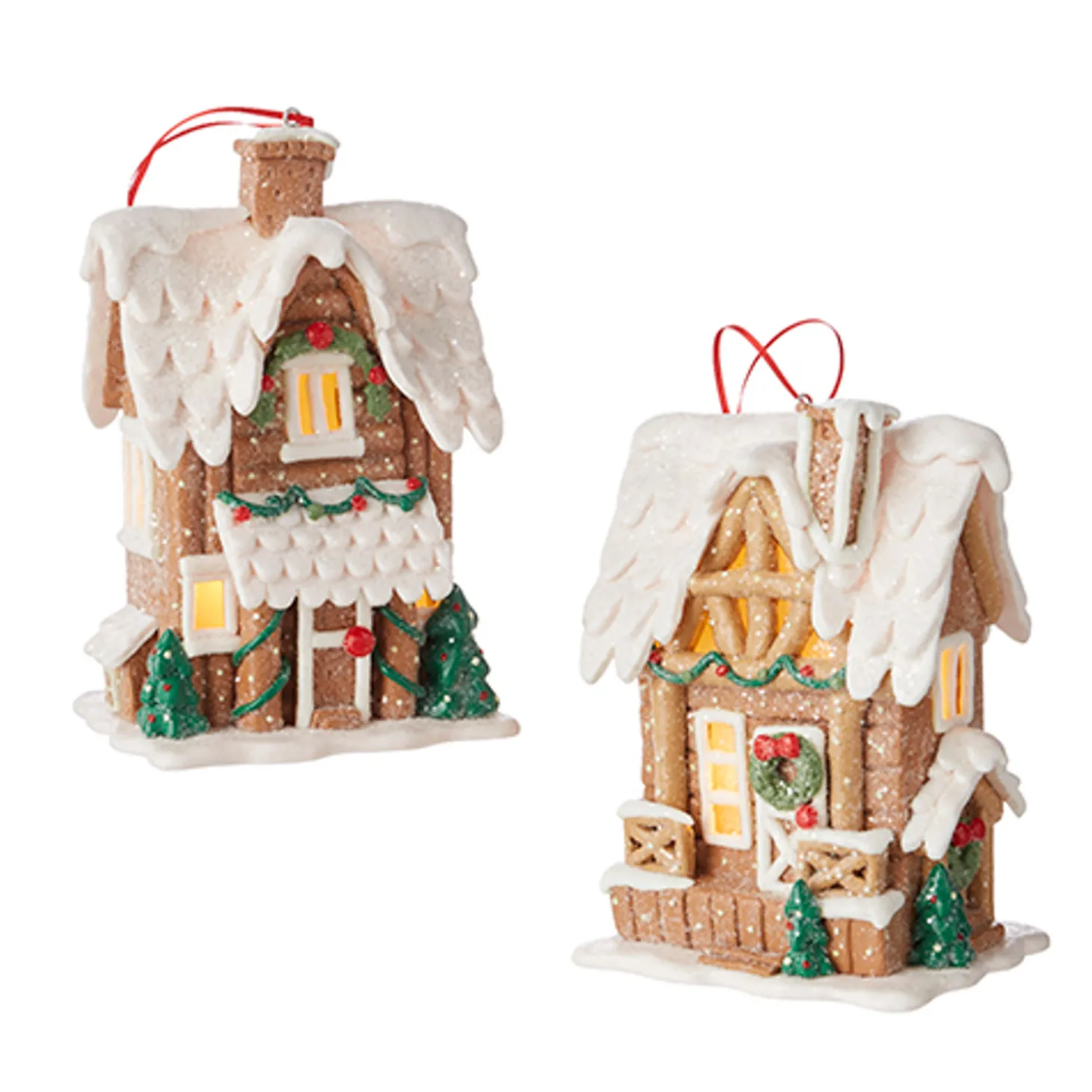 Raz 6.5" Lighted Gingerbread Pretzel House Christmas Ornament 4216269