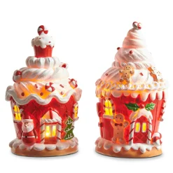 Raz 8" Lighted Gingerbread Cupcake House Lighted Christmas Decoration 4311644
