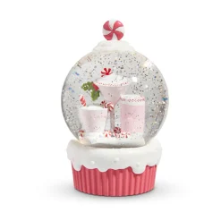 Raz 5" Lighted Peppermint Cocktail Cupcake With Swirling Glitter Christmas Snow Globe 4400768