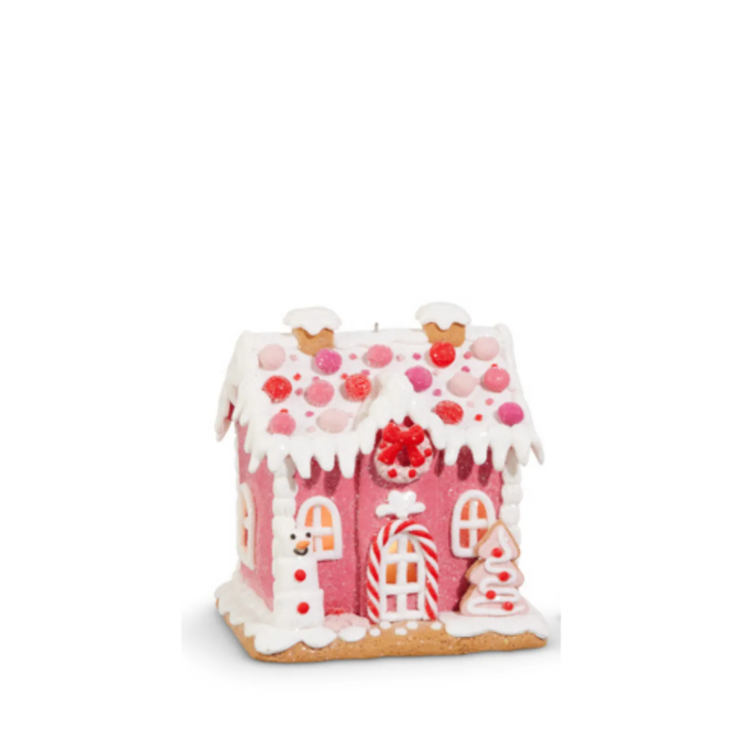 Raz 5.5" Lighted Pink Gingerbread House Christmas Ornament 4416250