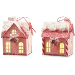 Raz 5" Lighted Pink House Christmas Ornament 4319069