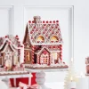 Raz 12" Lighted Realistic Pink And Red Christmas Gingerbread House 4316086