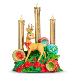 Raz 14" Lighted Retro Reindeer With Candle Christmas Decoration 4457699