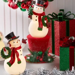 Raz 8" Lighted Retro Snowmen Set Of 2 Christmas Figures 4412156