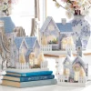 Raz Lighted White With Blue Delft Floral Easter House Or Church
