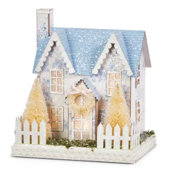 Raz Lighted White With Blue Delft Floral Easter House Or Church