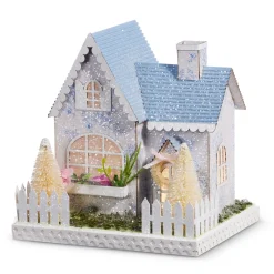 Raz Lighted White With Blue Delft Floral Easter House Or Church