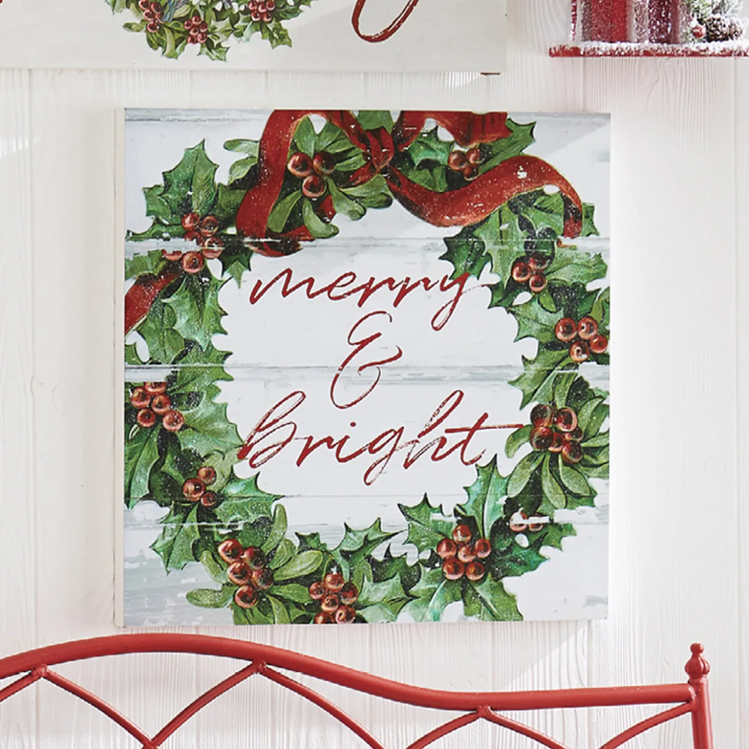Raz 20" Merry And Bright Wooden Wall Art Christmas Sign 4116219