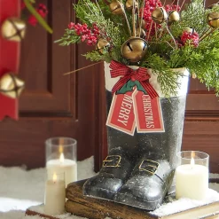 Raz 11.5" Merry Christmas Santa Boot Container Christmas Decoration 4312337